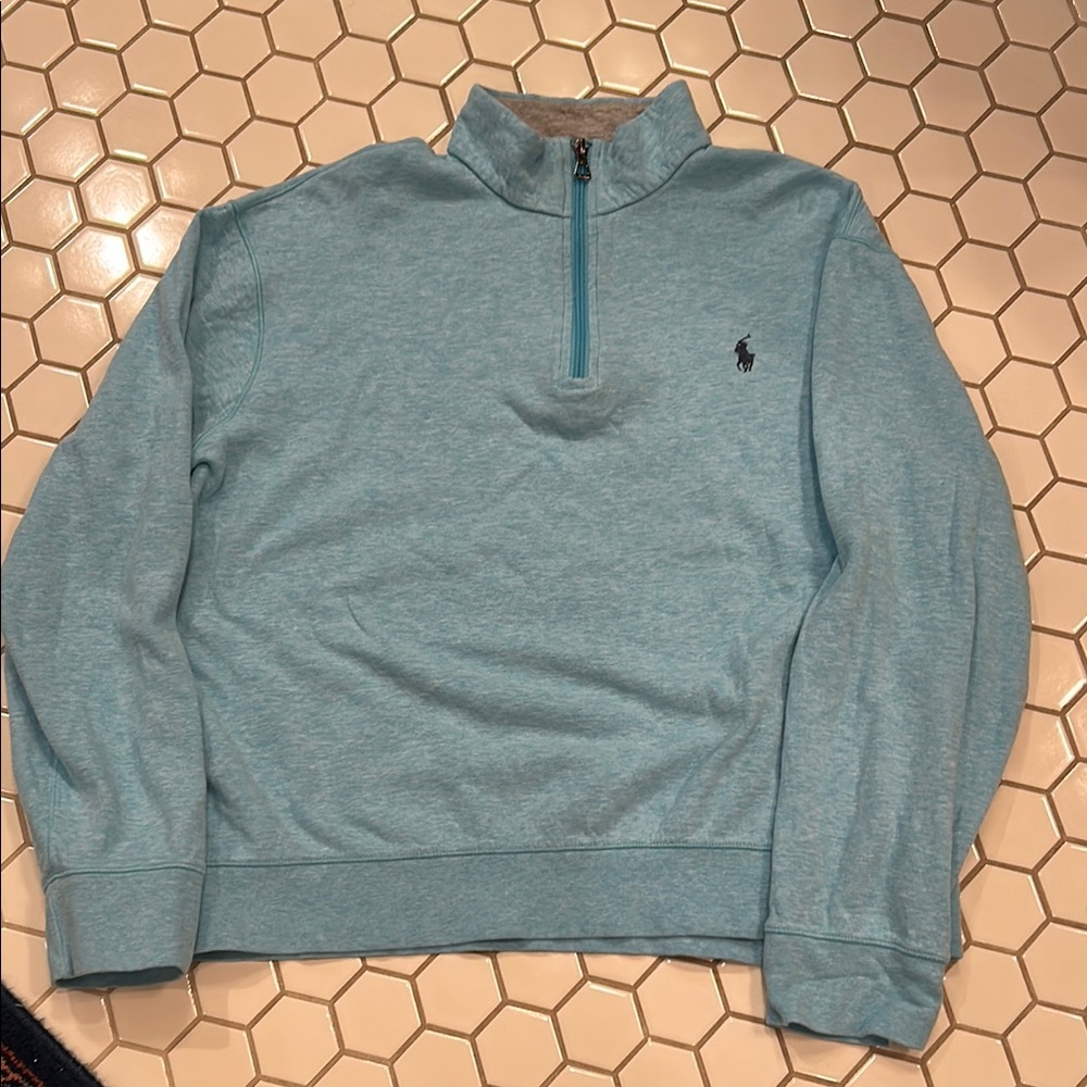 Polo by Ralph Lauren Men's Light Blue Zip-Up Sweater